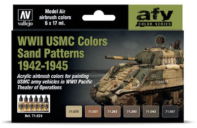 Vallejo Hobby Paint Acrylfarbe – 71624 Wwii USMC Farben Sandmuster 1942–1945 – Acryl-Set Farbset – 6 x 17 ml