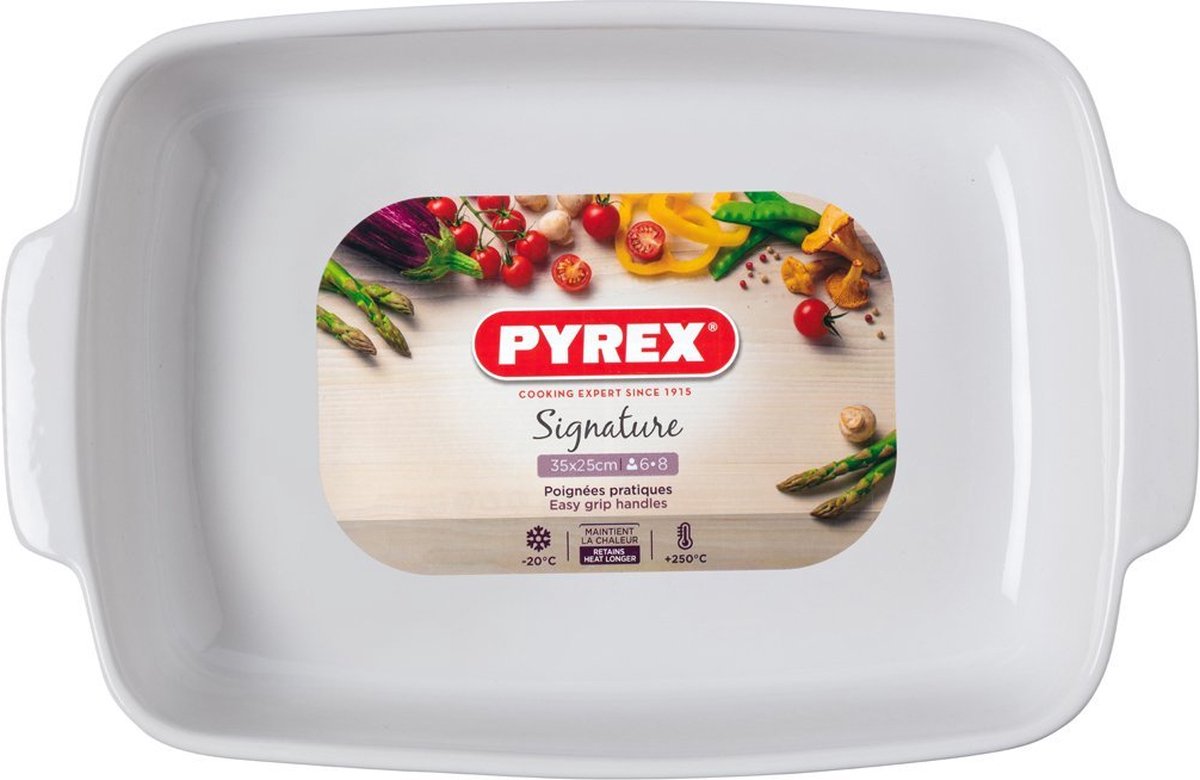 Pyrex Signature Backform rechteckig – Keramik – 35 x 25 cm – weiß