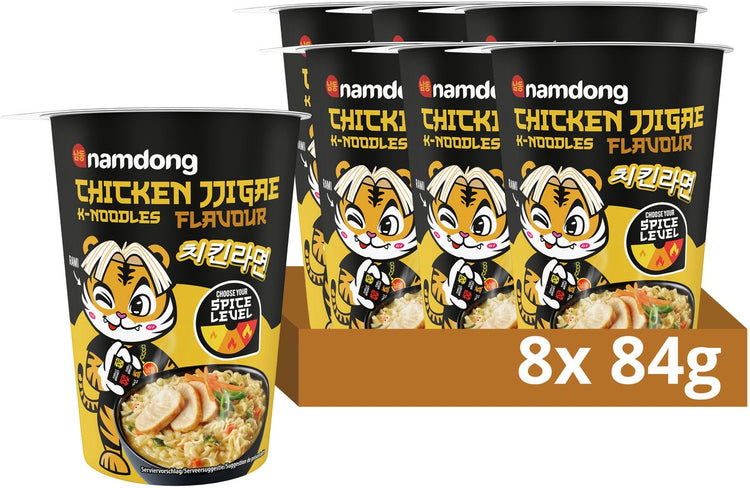 Namdong-Snack – Hühnchen-Jjigae – Instant-Nudeln mit Hühnchengeschmack nach koreanischer Art – 8 x 84 g