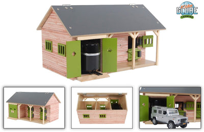 Kids Globe Globe Horse Stall mit 2 Kisten und Aufbewahrung 1:32