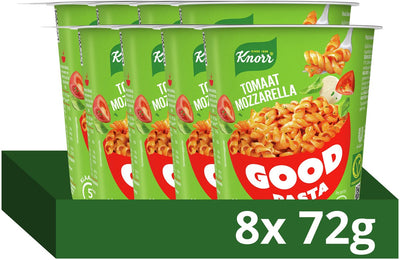 Knorr gute Pasta – Tomaten-Mozzarella – ohne Geschmacksverstärker, Farb- und Konservierungsstoffe – 8 x 72 g