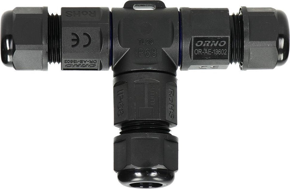 Orno wasserdichter Kabelverbinder 3-adrig – T-Splitter – Schnellkupplung – IP68-Stecker (Spleißbox, Kabelbox, Kabelhülse)