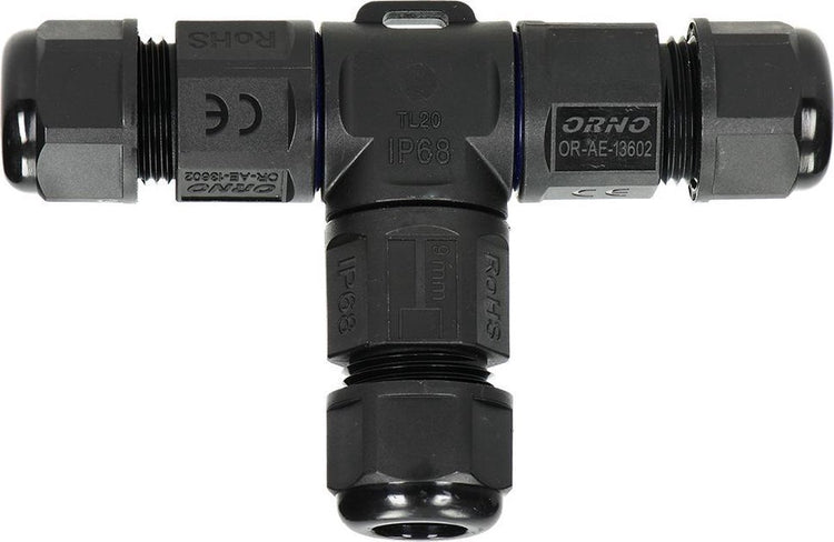 Orno wasserdichter Kabelverbinder 3-adrig – T-Splitter – Schnellkupplung – IP68-Stecker (Spleißbox, Kabelbox, Kabelhülse)