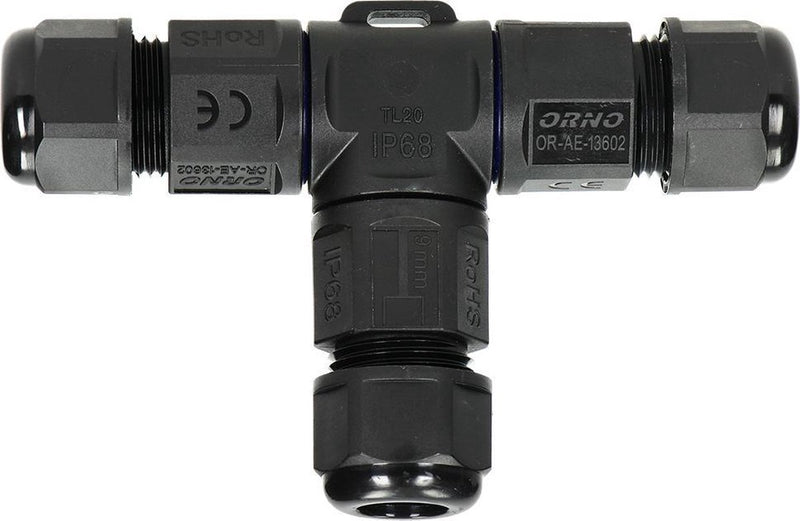 Orno wasserdichter Kabelverbinder 3-adrig – T-Splitter – Schnellkupplung – IP68-Stecker (Spleißbox, Kabelbox, Kabelhülse)