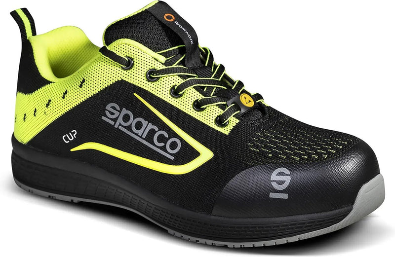 Sparco Cup Nurburg – leichter S1P-Sicherheitsschuh mit atmungsaktivem Jacquard und sportlichem Stil – Schwarz 43