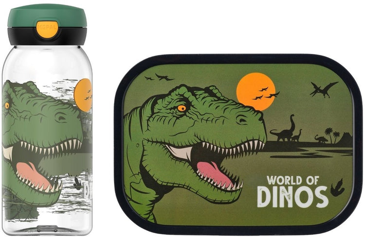Mepal Lunchset (Trinkflasche mit Flip-Cap-Lunchbox) Campus - 600 + 750 ml - Lunchbox und Trinkbecher für Kinder - Bento-Box - Trinkflasche mit Flip-Cap - Dino