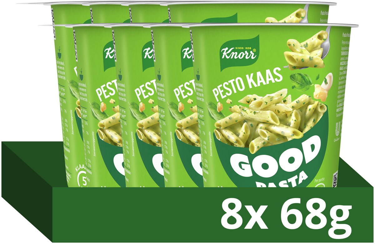 Knorr gute Pasta – Pesto-Käse – fertig in 5 Minuten – 8 x 68 g