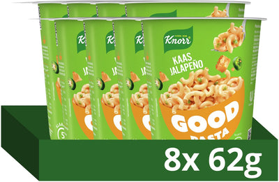 Knorr gute Pasta – Käse-Jalapeño – fertig in 5 Minuten – 8 x 62 g