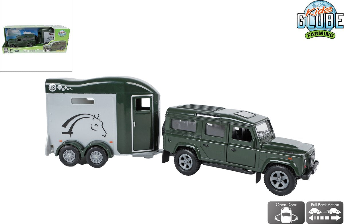 Kinderglobus Land Rover mit Anhänger 26cm