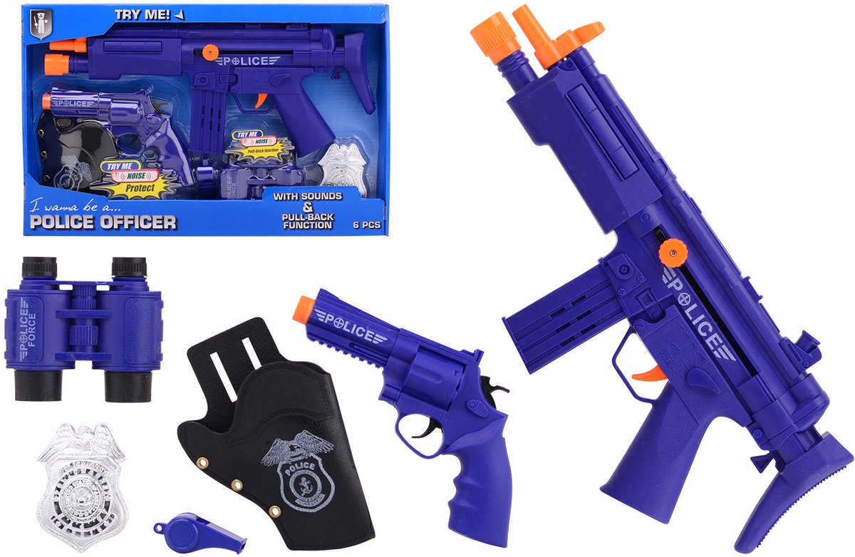 Johntoy Polizeispielset Deluxe mit Sound blau 6-teilig
