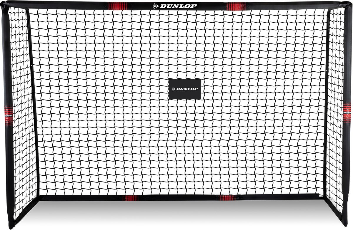 Dunlop Fußballtor – Fußballtor 240 x 160 x 85 cm – großes Fußballtor – Outdoor-Spielzeug für Kinder und Erwachsene – schnelle Montage – Fußball-Trainingstor – Metall – Schwarz Rot