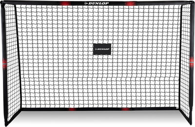 Dunlop Fußballtor – Fußballtor 240 x 160 x 85 cm – großes Fußballtor – Outdoor-Spielzeug für Kinder und Erwachsene – schnelle Montage – Fußball-Trainingstor – Metall – Schwarz Rot