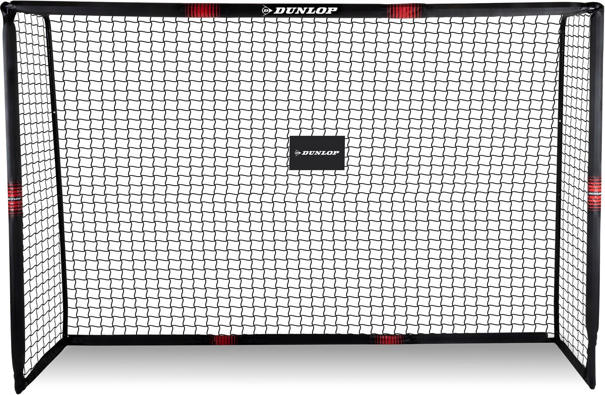 Dunlop Fußballtor – Fußballtor 300 x 200 x 120 cm – großes Fußballtor – Outdoor-Spielzeug für Kinder und Erwachsene – schnelle Montage – Fußball-Trainingstor – Metall – Schwarz Rot