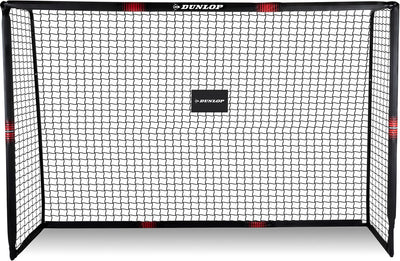 Dunlop Fußballtor – Fußballtor 300 x 200 x 120 cm – großes Fußballtor – Outdoor-Spielzeug für Kinder und Erwachsene – schnelle Montage – Fußball-Trainingstor – Metall – Schwarz Rot