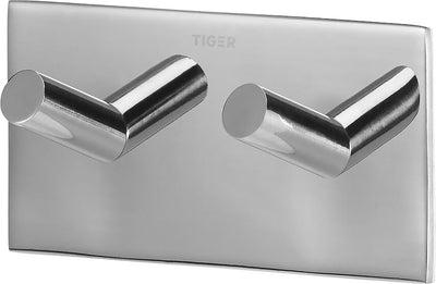 Tiger quadratisch - Handtuchhaken doppelt - ohne Bohren - Handtuchhaken - 3m Band - Edelstahl poliert
