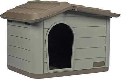Duvo Hundehütte – Haustierhütte – braungrün – 65 x 46 x 48 cm