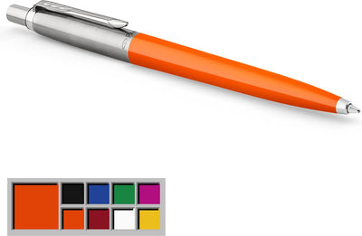 Parker Jotter Original Kugelschreiber | klassisches orangefarbenes Finish | mittlerer Punkt | blaue Tinte | 1 Stück