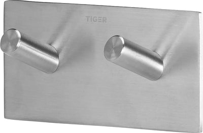 Tiger quadratisch - Handtuchhaken doppelt - ohne Bohren - Handtuchhaken - 3m Band - gebürsteter Edelstahl