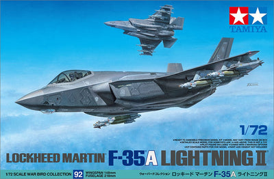 Tamiya Modellbausatz Militärfahrzeuge – 60792 Lockheed Martin F-35a Lightning II Kunststoff – 1:72 – Modellbausatz