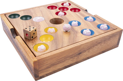 Engelhart Schweineloch Keramik – Strategiespiel aus Holz – 2+ Spieler – klassisches Punktespiel – Geschicklichkeits- und Strategiespiel –