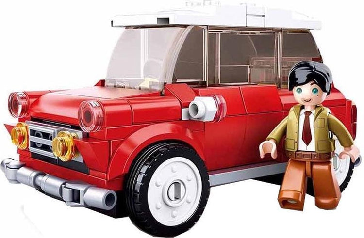 Sluban Modellbausteine, klassisches englisches rotes Auto Mini Cooper, Bauspielzeug für Kinder ab 6 Jahren – M38-B0706B