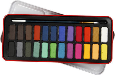 Colortime Aquarell-Set, Größe 12x30 mm, verschiedene Farben, 24 Farben 1 Box