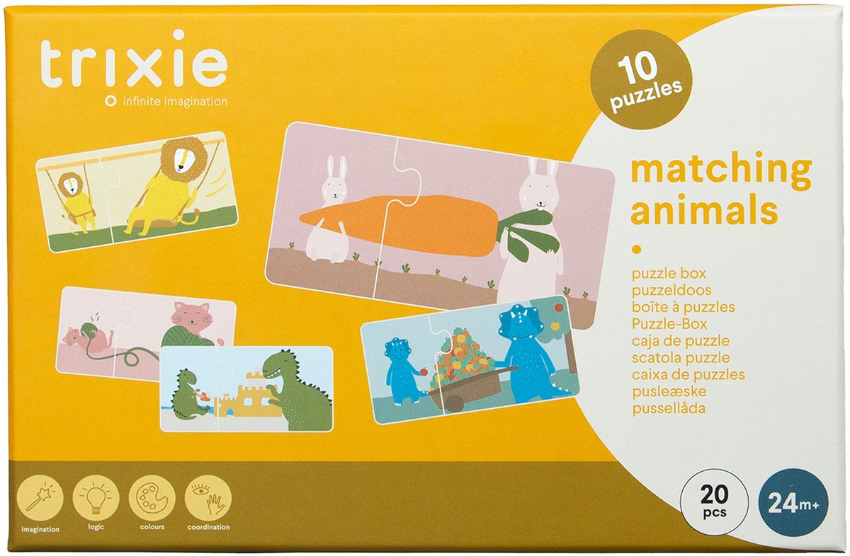 Trixie Puzzle-Box mit 10 Tier-Puzzles – Puzzle-Box – ab 2 Jahren – 20 Teile
