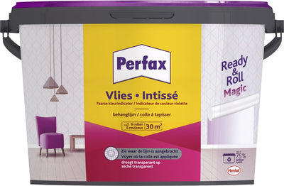 Perfax Fertigrolle Vlies-Zaubertapetenkleber 4,5 kg | 100% Farbbild beim Tapezieren | Der magische Vliestapetenkleber trocknet transparent