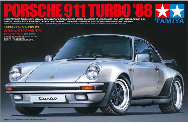 Tamiya Modellbausatzauto – 24279 Porsche Turbo 1988 Straßenversion aus Kunststoff – 1:24 – Modellbau