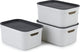 Rotho Jive Aufbewahrungsboxen 3er Set Aufbewahrungsboxen 5 l mit Deckel, Kunststoff (PP recycelt), weiß anthrazit, 3 x 5 l (26,5 x 18,5 x 13,2 cm).