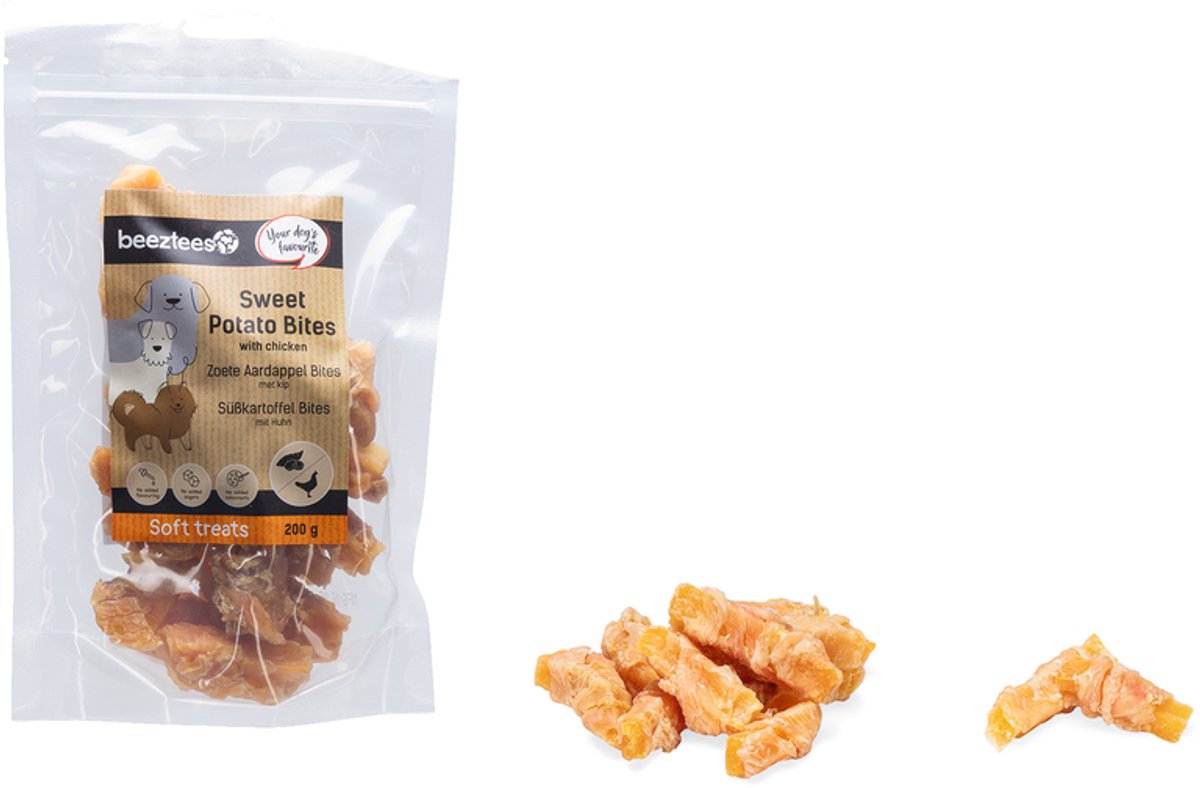 Beeztees leckere Leckereien Süßkartoffelhäppchen mit Huhn – Hundesnacks – Belohnungssnacks – 200 Gramm