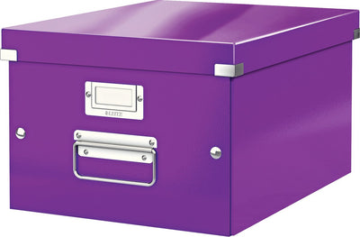 Leitz Wow Click Store mittelgroße Aufbewahrungsbox aus Karton – 85 % recycelter Karton – 28,1 x 37 cm (BxT) – für A4-Formate – ideal für das Büro und die Arbeit von zu Hause aus – Lila