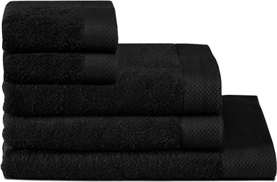 Seepferdchen-Kombinationsset Pure 5-teiliges Badtextilien-Set Schwarz (2xgd+2bd+1xdl)