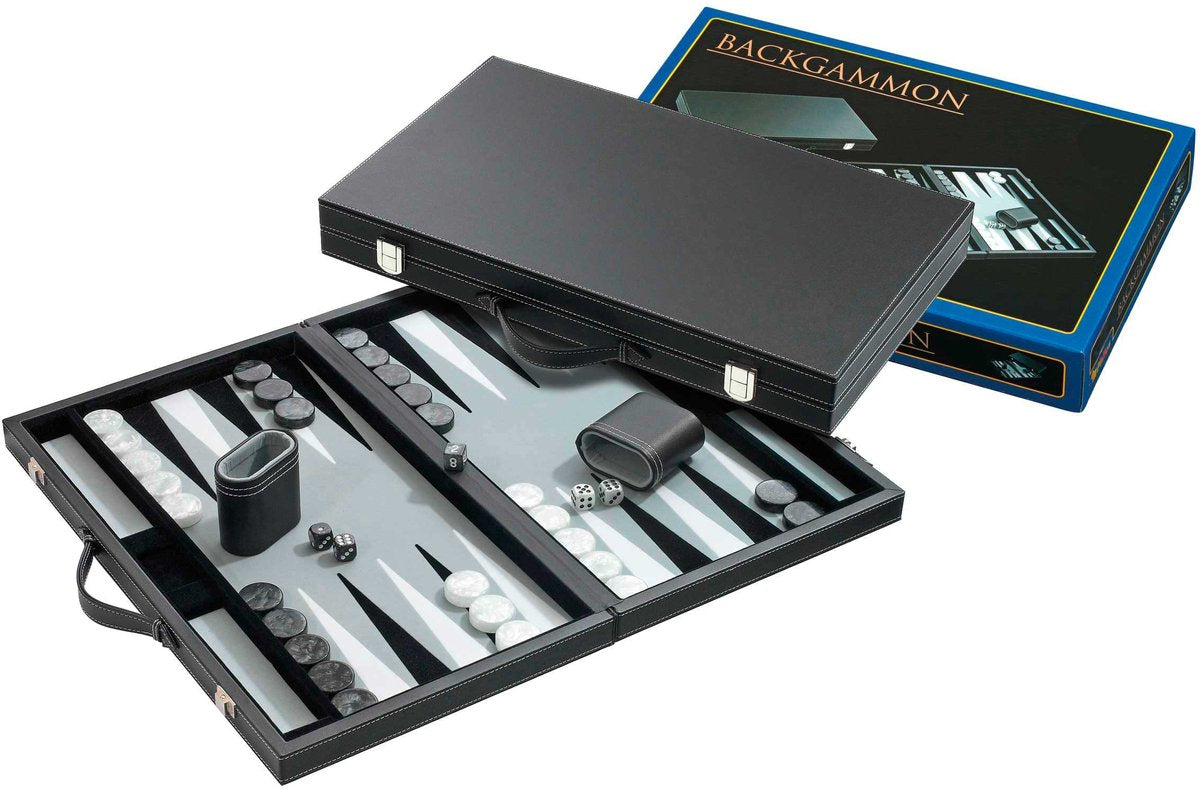 Philos Backgammon-Koffer mittelgrau