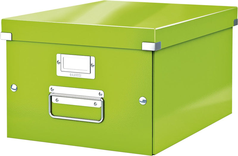 Leitz wow click store mittelgroße Aufbewahrungsbox aus Karton – 85 % recycelter Karton – 28,1 x 37 cm (BxT) – für A4-Formate – ideal für das Büro und die Arbeit von zu Hause aus – grün