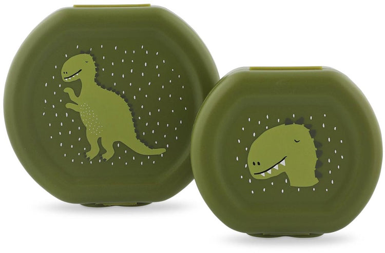 Trixie Set aus zwei Snackboxen mit Clip – mr. Dino – leicht zu öffnen – BPA-frei – für die Schule und unterwegs