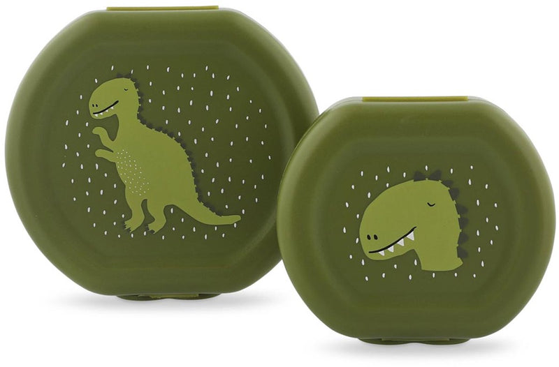 Trixie Set aus zwei Snackboxen mit Clip – mr. Dino – leicht zu öffnen – BPA-frei – für die Schule und unterwegs