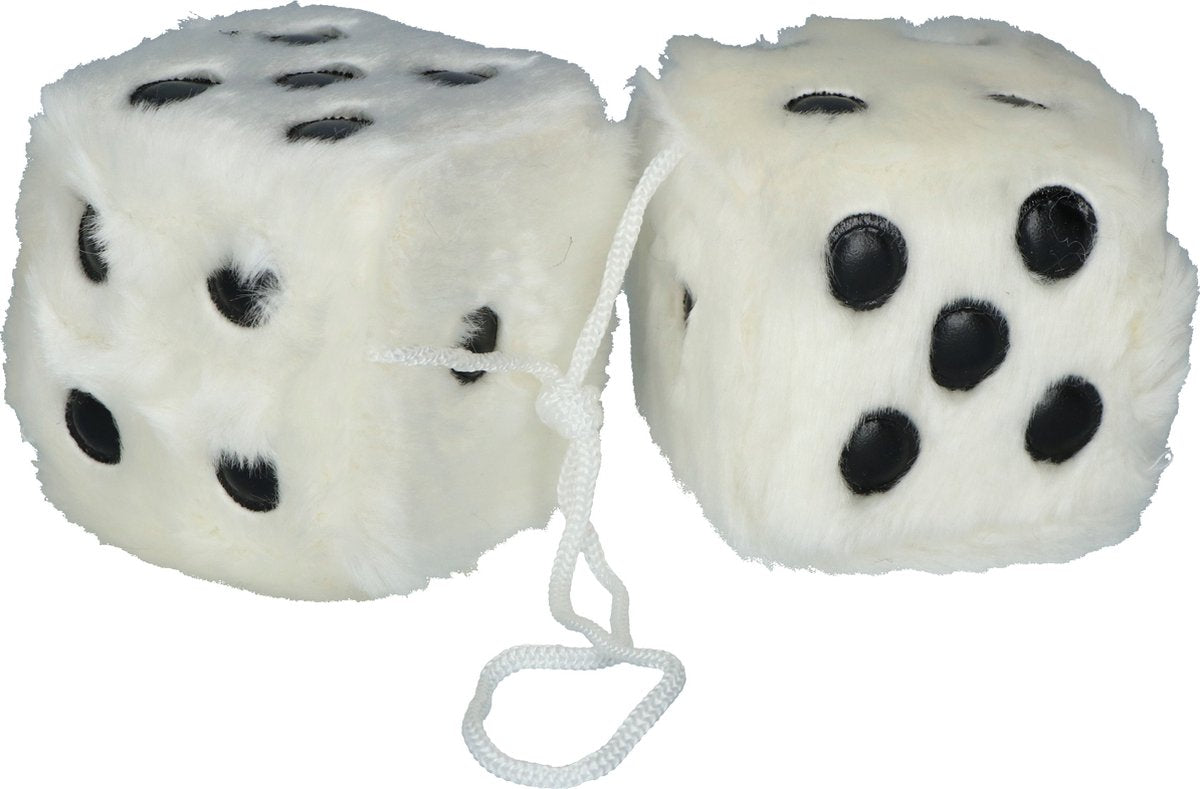 Carpoint Würfel weiß – Autodekoration – Plüsch – 6x6x6 cm – 40 cm Kordel – Innenzubehör
