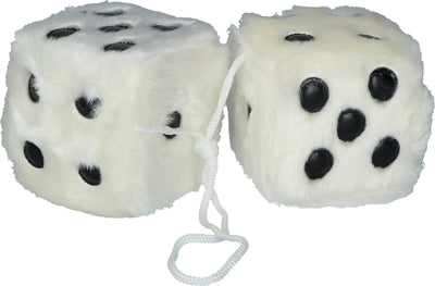 Carpoint Würfel weiß – Autodekoration – Plüsch – 6x6x6 cm – 40 cm Kordel – Innenzubehör