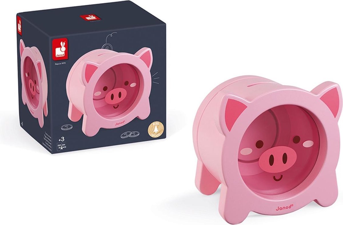 Janod - Spardose aus Holz - süßes Schwein