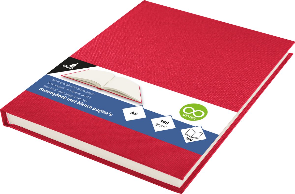 Kangaro-Schnullerbuch – A5 – rot – 160 leere Seiten – fester Leineneinband – k-5361