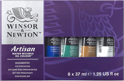 Winsor Newton 1590267 Kunsthandwerkliches wassermischbares Ölfarbenset – Starterset – 6 × 37 ml – wassermischbare Ölfarbe