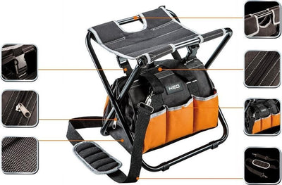 Neo - Werkzeugtasche mit Hocker - verstellbarer Schultergurt - 6 Außentaschen