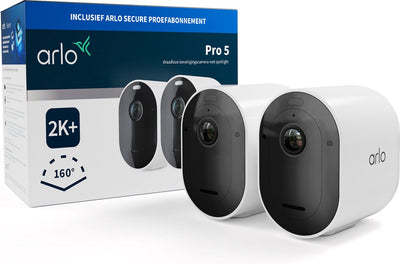 Arlo pro 5 2k+ kabellose Überwachungskamera für den Außenbereich – 2 IP-Kameras, weiß