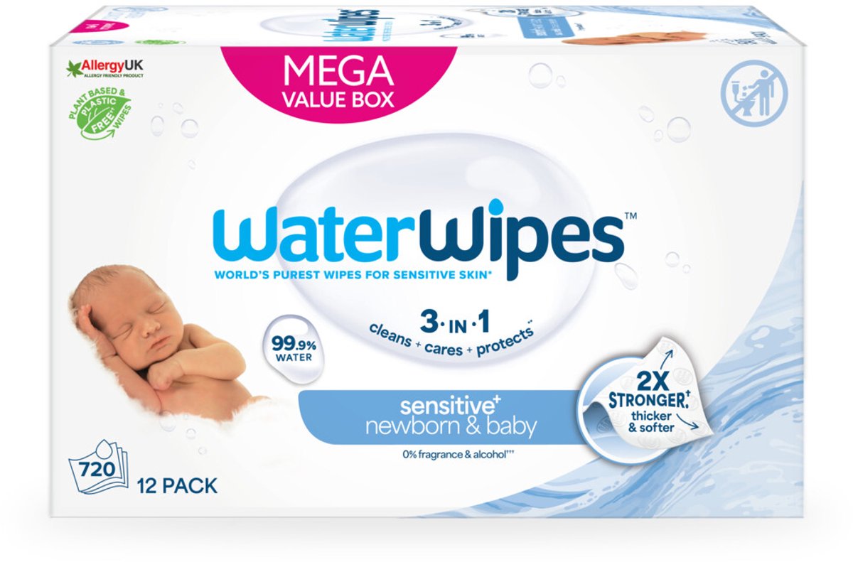 Waterwipes Babyfeuchttücher Bio – 12 x 60 Stück – 720 Tücher