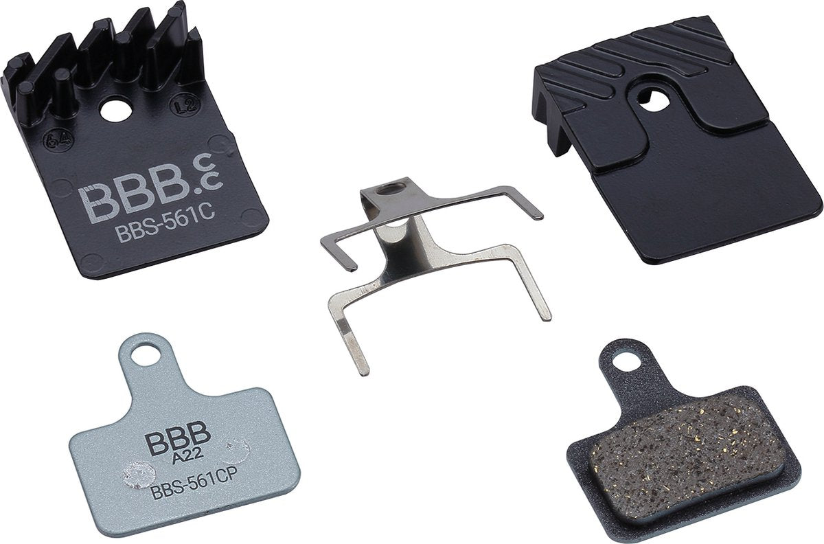 BBB Cycling DiscStop CoolFin Scheibenbremsbeläge Shimano – kompletter Satz Bremsbeläge kompatibel mit Shimano-Scheibenbremsen – organisch mit Kühlrippen – BBS-561C