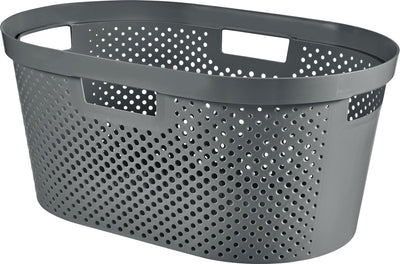 Curver Infinity Recycling Wasmand Dots – 40 Liter – 100 % recycelt – Donkergrijs
