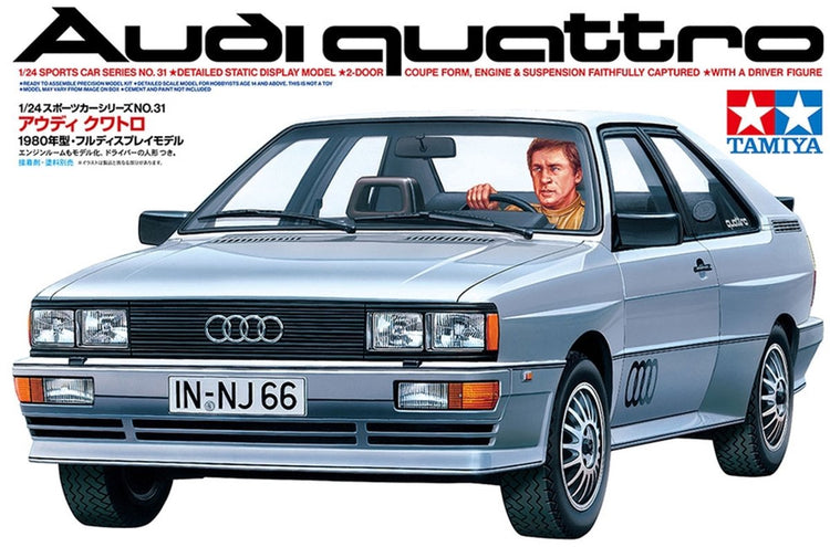 Tamiya Modellbausatzauto – 24031 Audi quattro – Coupé – Auto aus Kunststoff – 1:24 – Modellbau