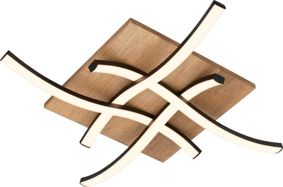 Briloner Vinka - LED-Deckenleuchte - mit Holzdekor - Wellenform - warmweißes Licht - 47,5 x 47,5 x 8,5 cm