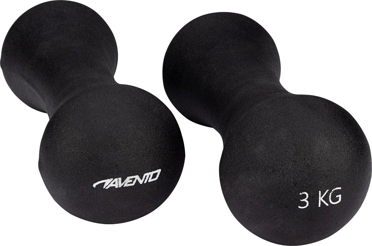 Avento Handgewichtsset - Knochen - 2x 3 kg - Schwarz